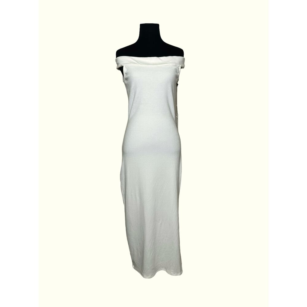 Rachel Pally cream off shoulder bodycon maxi dress size large